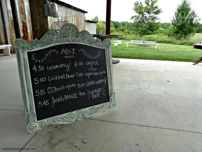 Wedding Itinerary Chalkboard DIY