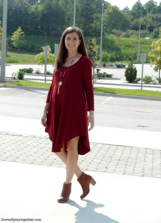 eShakti Fall Fashion | This asymetric hem shift dress is perfect for transitioning from summer to fall! #RealFashionForRealPeople