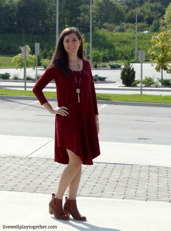 eShakti Fall Fashion | This asymetric hem shift dress is perfect for transitioning from summer to fall! #RealFashionForRealPeople