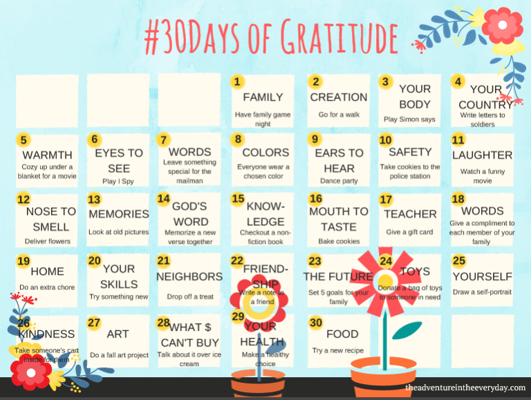 30 Days of Gratitude | Simple Ways to Cultivate a Spirit of Thanksgiving