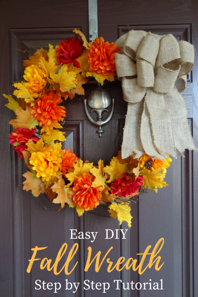 Easy DIY Fall Wreath that you can make in 30 minutes or less! #fall #falldecor #thanksgiving #wreath #fallwreath #diy #crafts #fallcrafts