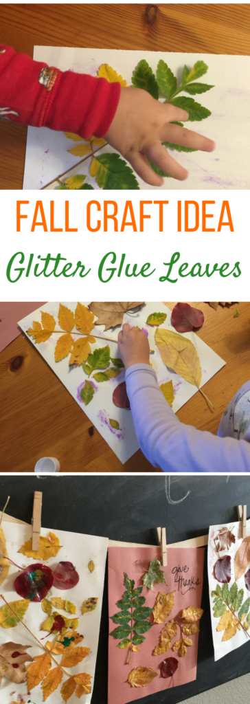 Fall Craft Ideas for Kids - Glitter Glue Leaf Tracing #fall #fallcrafts #toddleractivities #toddler #preschool #toddlercraft #preschoolcraft