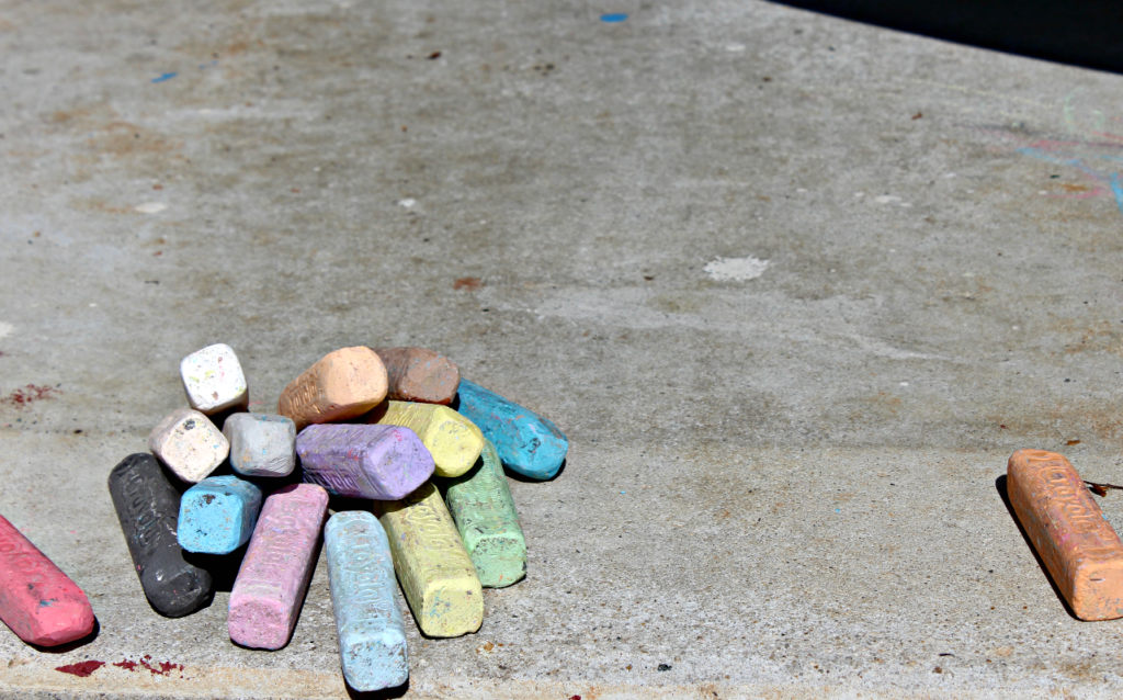 Chalk on the sidewalk during the summer