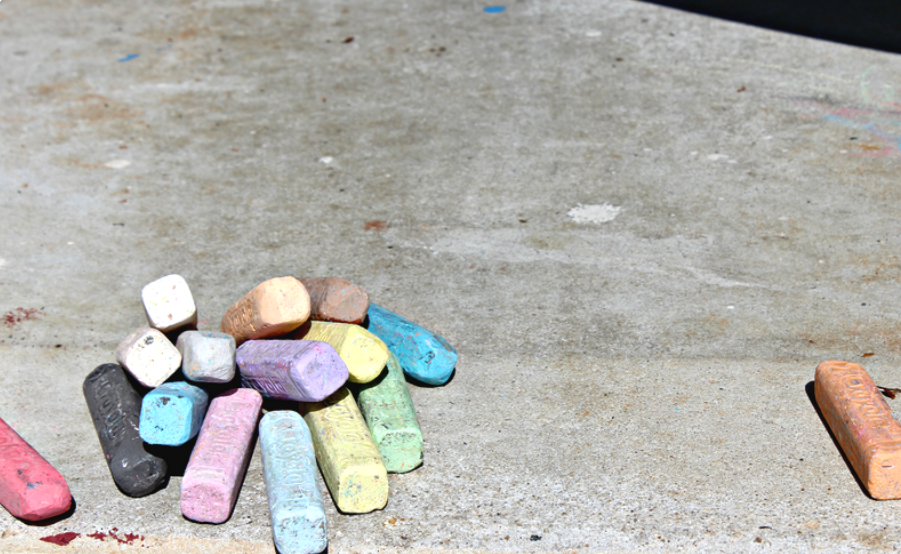 colorful chalk on the sidewalk_summer fun ideas for kids