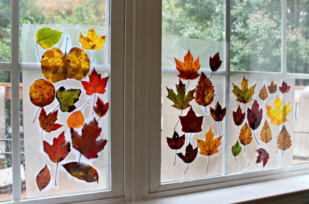 Fall leaf sun catchers fall craft for preschoolers