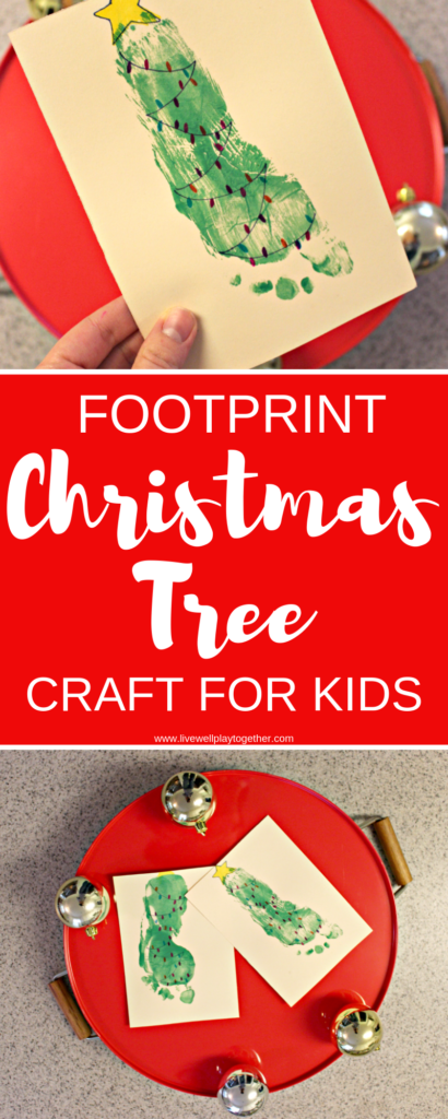 Footprint Christmas Tree Crafts for Kids - Perfect for Homemade Christmas cards for DIY Christmas Decorations for Kids.  Great idea for Baby's First Christmas Footprints! Plus a really fun way to capture their little footprints for the holidays!  #christmascrafts #christmaswithkids #christmascraftsforkids #toddlercrafts #babyfootprintcrafts #babysfirstchristmas