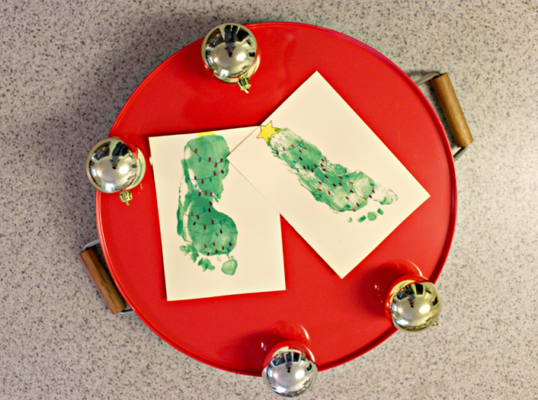 Footprint Christmas Trees: Homemade Christmas Cards Your Kids Can Make