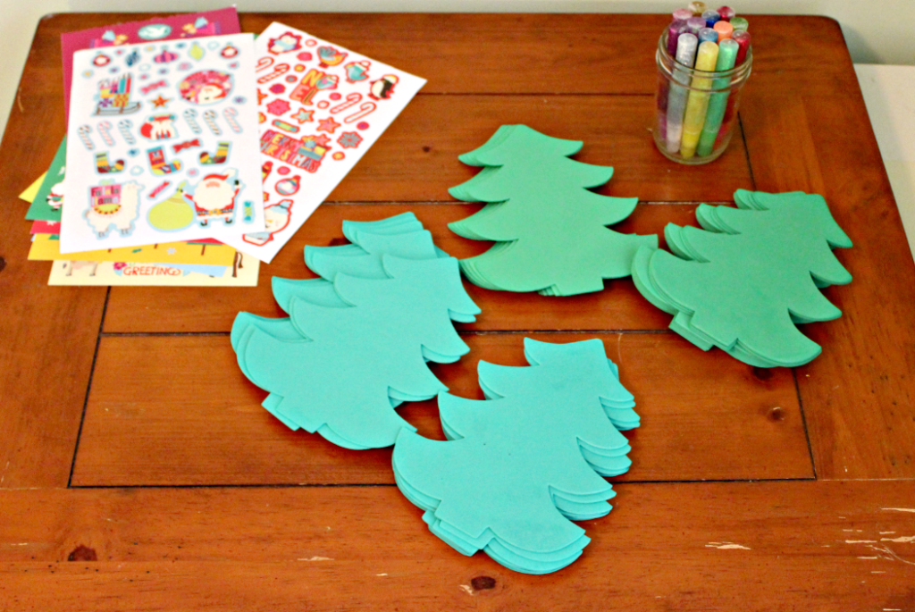 Foam Christmas tree crafts for kids