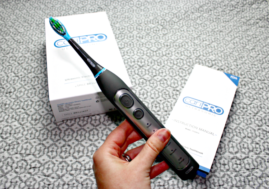 Smile Brilliant CariPRO Electric Toothbrush Review and Giveaway!  Read how I use the CariPRO electric toothbrush to take better care of my teeth as a busy mom!  