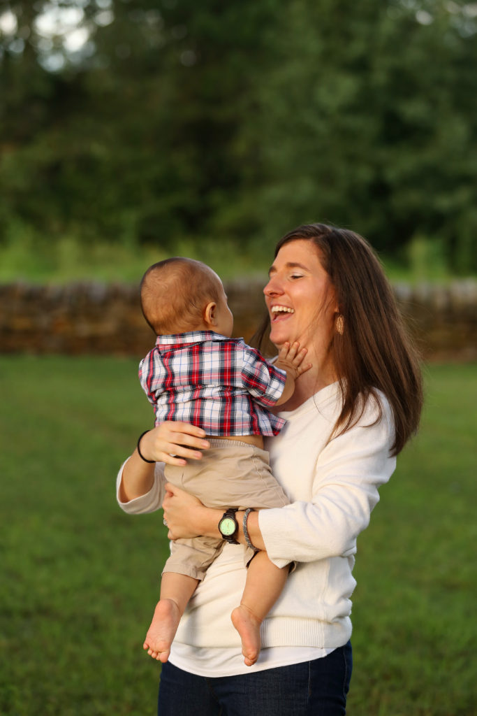 Family photos at Joyner park, mom holding baby boy 