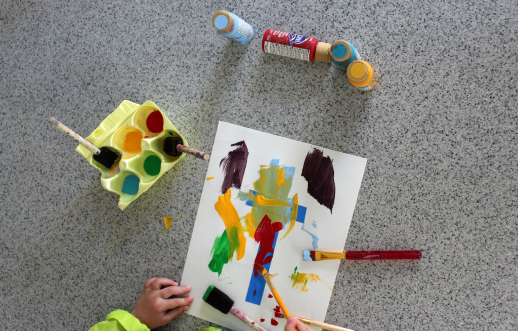 preschooler painting project - tape resist art easter craft for kids