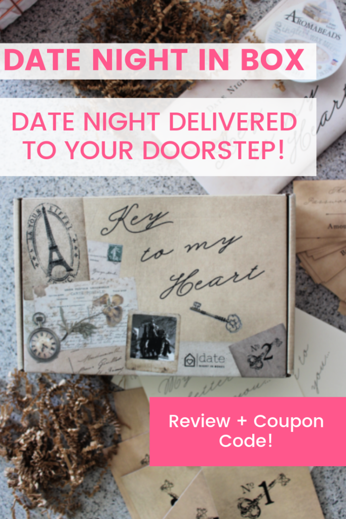 No babysitter? No problem! Date Night In Box is a date night subscription box that is perfect for parents! Date Night delivered! Pre-planned dates delivered to your doorstep each month! #marriage #parenting #datenightideasforparents #subscriptionboxes