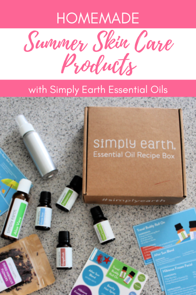 Did you know you can make your own clean, non-toxic, all-natural skin care products at home? Have you heard about Simply Earth Essential Oils Subscription box? Simply Earth's June subscription box has everything you need for your summer skin care! #essentialoils #simplyearth #eorecipebox