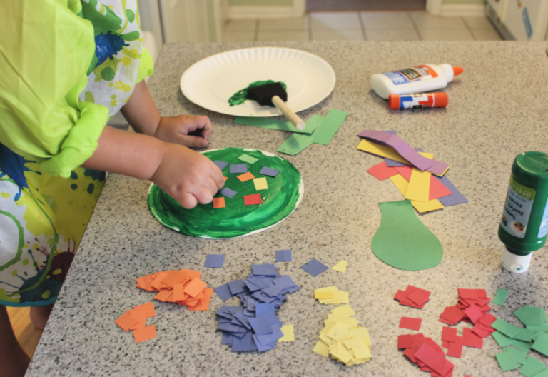 Mosaic Turtle Paper Plate Craft for Kids