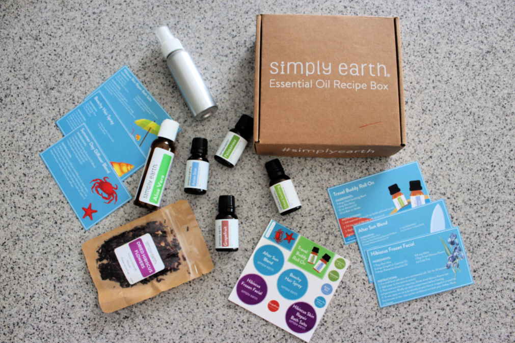 Review of Simply Earth's Essential Oil Recipe Box with contents of June box