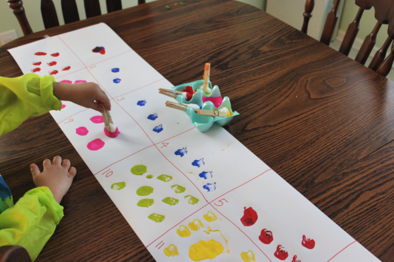 Preschool Counting Activity with Cotton Ball Painting