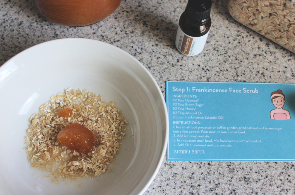 DIY Oatmeal Sugar Scrub with Frankincense Essential Oil