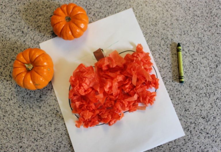 Tissue Paper Pumpkin Craft for Kids + FREE Pumpkin Template