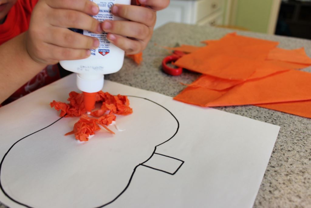 Tissue Paper Pumpkin Craft for Kids + FREE Pumpkin Template - Live Well ...