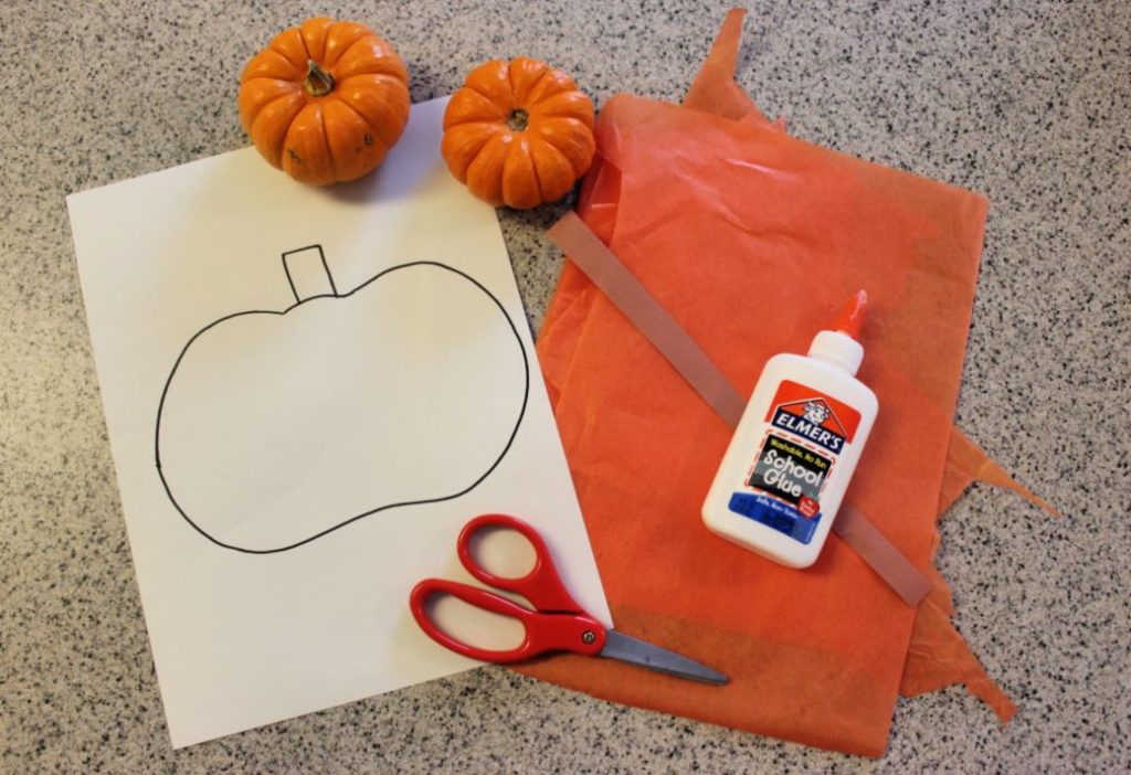 Easy Tissue Paper Pumpkin Craft