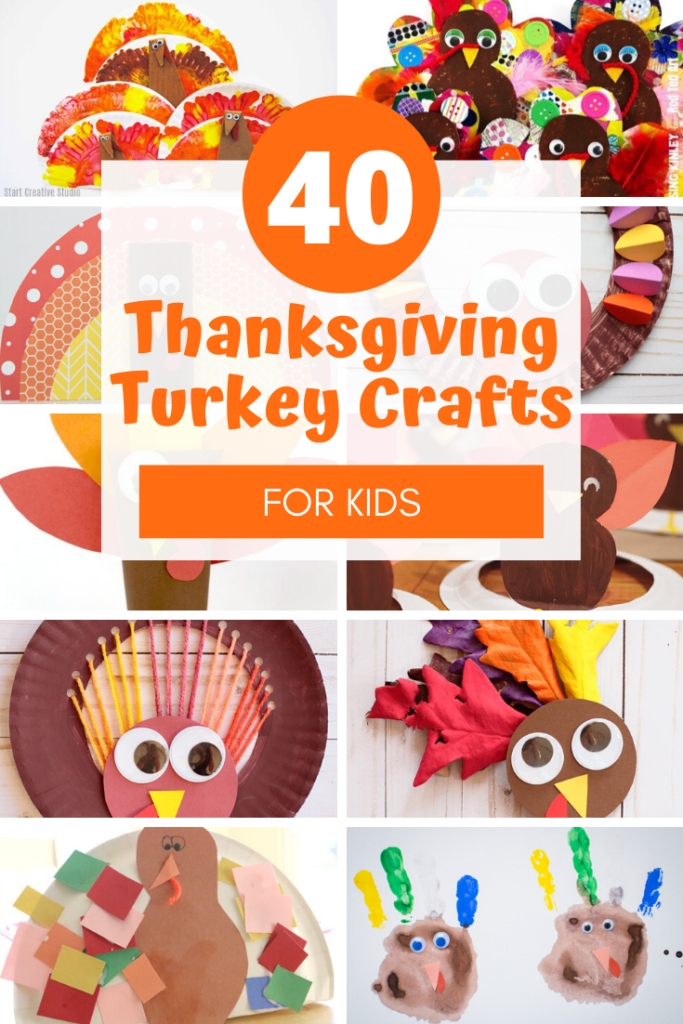 From hand print turkeys, to paper plate turkeys & toilet paper roll turkeys, here are 40 of the BEST turkey crafts to get you inspired for Thanksgiving!