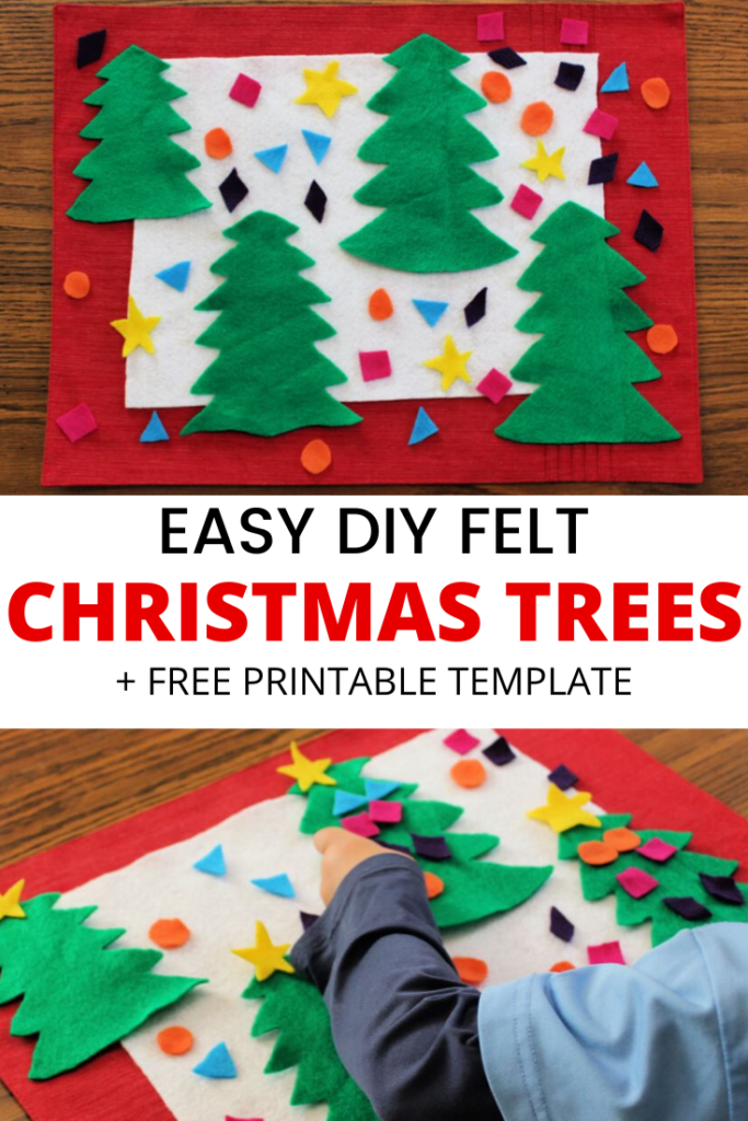 Easy DIY Felt Christmas Tree Busy Bags for Toddlers and Preschoolers with a free printable Christmas tree template!  