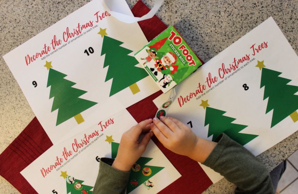 Christmas math activities for preschoolers + Free printable Christmas worksheets.