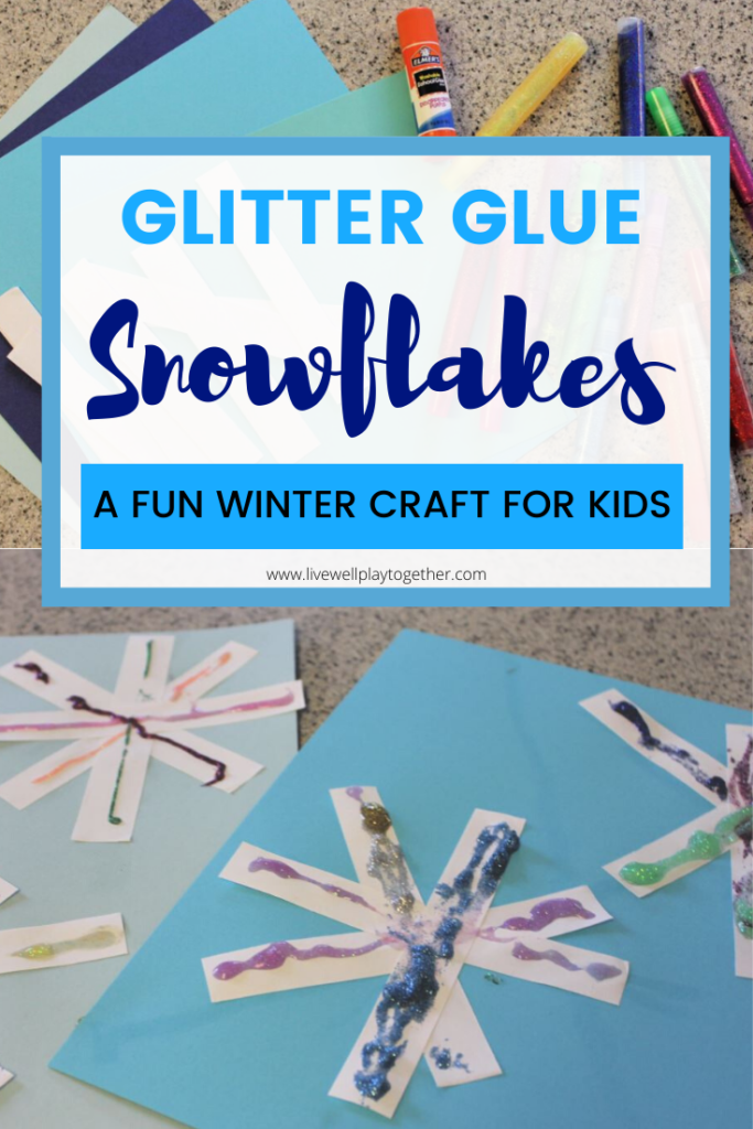 These glitter glue snowflakes make a great winter craft for preschoolers. A fun glitter glue craft that has all the sparkle of glitter without the mess!