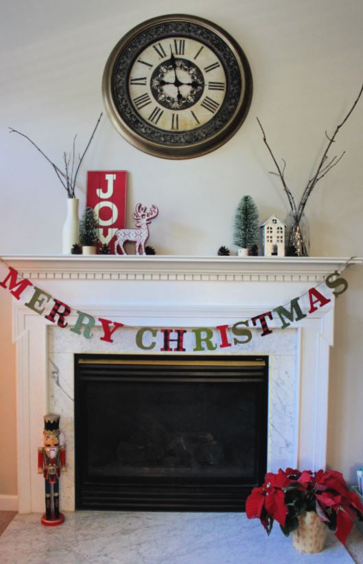 Beautiful, Simple Christmas Fireplace Mantel Decor