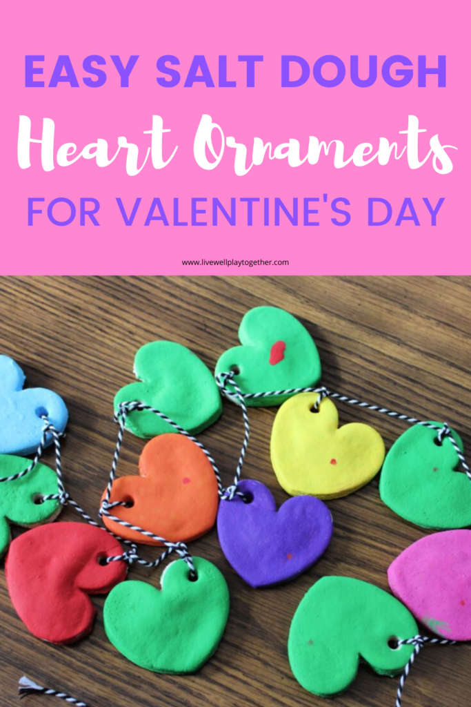 Easy Salt Dough Heart Ornaments for Valentine's Day.  How to make salt dough ornaments with kids.