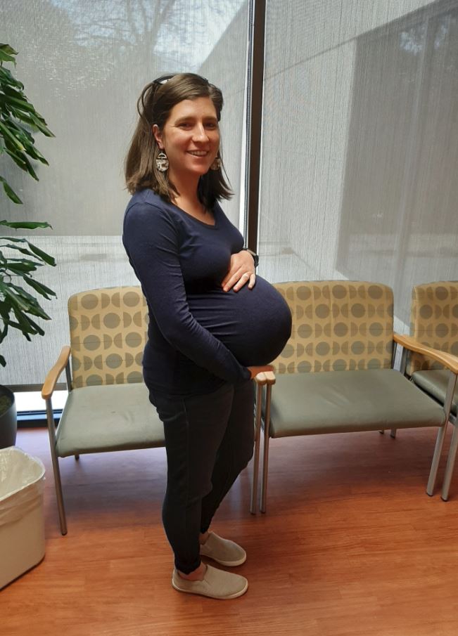 38 weeks pregnant and in labor waiting in the hospital waiting room before delivering our third son. Read our birth story as we welcome our third baby into our family!