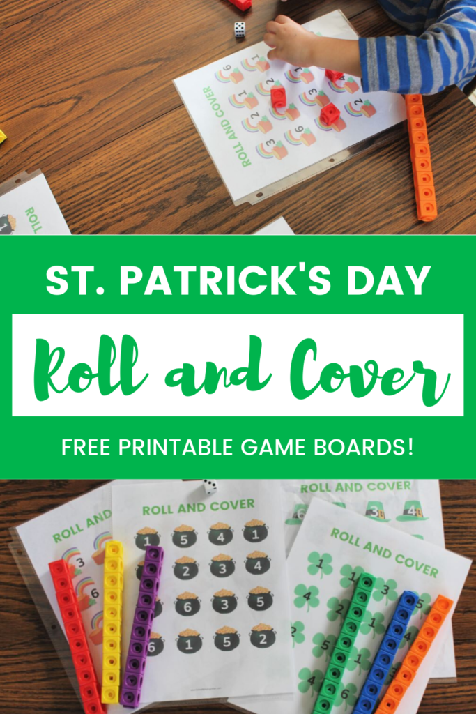 This St. Patrick's Day roll and cover dice game is a great way to help children practice counting, number recognition, and one-to-one correspondence. 