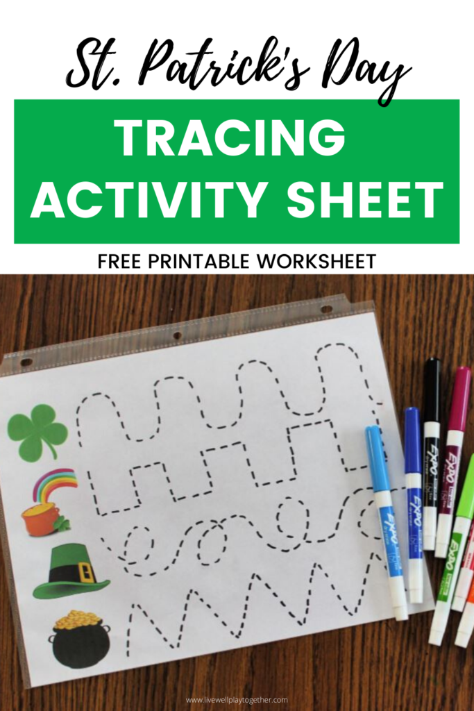 A fun St. Patrick's Day themed printable tracing worksheet is a fun way for preschoolers to build confidence in their pre-writing and fine motor skills.