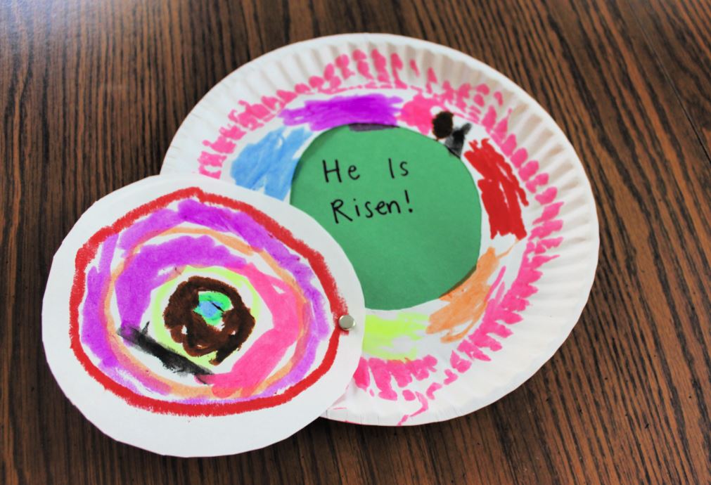 He is Risen! A fun, Christ-centered Easter craft for kids using paper plates to celebrate the resurrection of Jesus