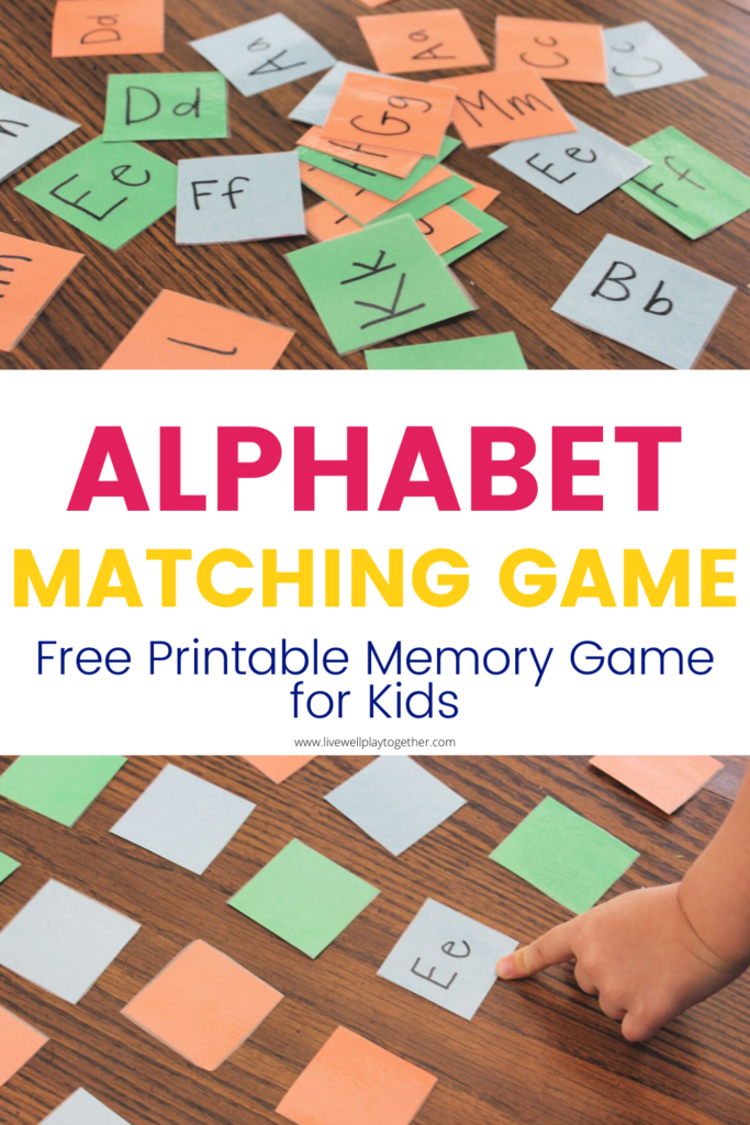 This ABC Memory Match-Up is a fun alphabet game you can use with toddlers or preschoolers.  It is a fun way to learn and practice the letters of the alphabet and can easily be used at home or in the classroom.  Keep reading to get your own printable ABC matching game cards!