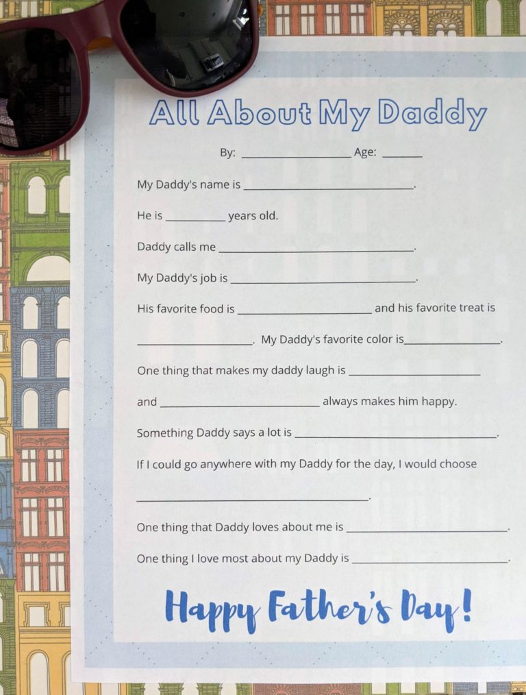 All About My Dad: Printable Father’s Day Interview Questions for Kids