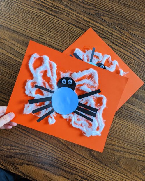 Easy Cotton Ball Spider Web and Spider Craft for Kids