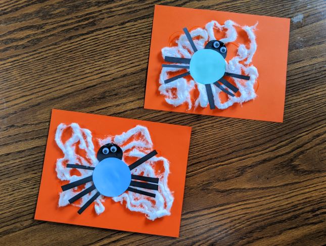 Easy paper spider craft for kids - spider craft with cotton ball spider web
