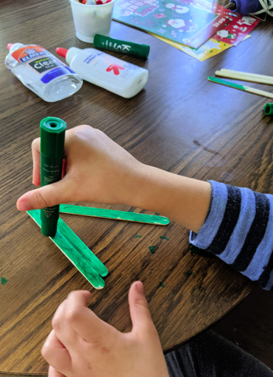 Using Kwik Stix Paint sticks for Christmas Tree craft