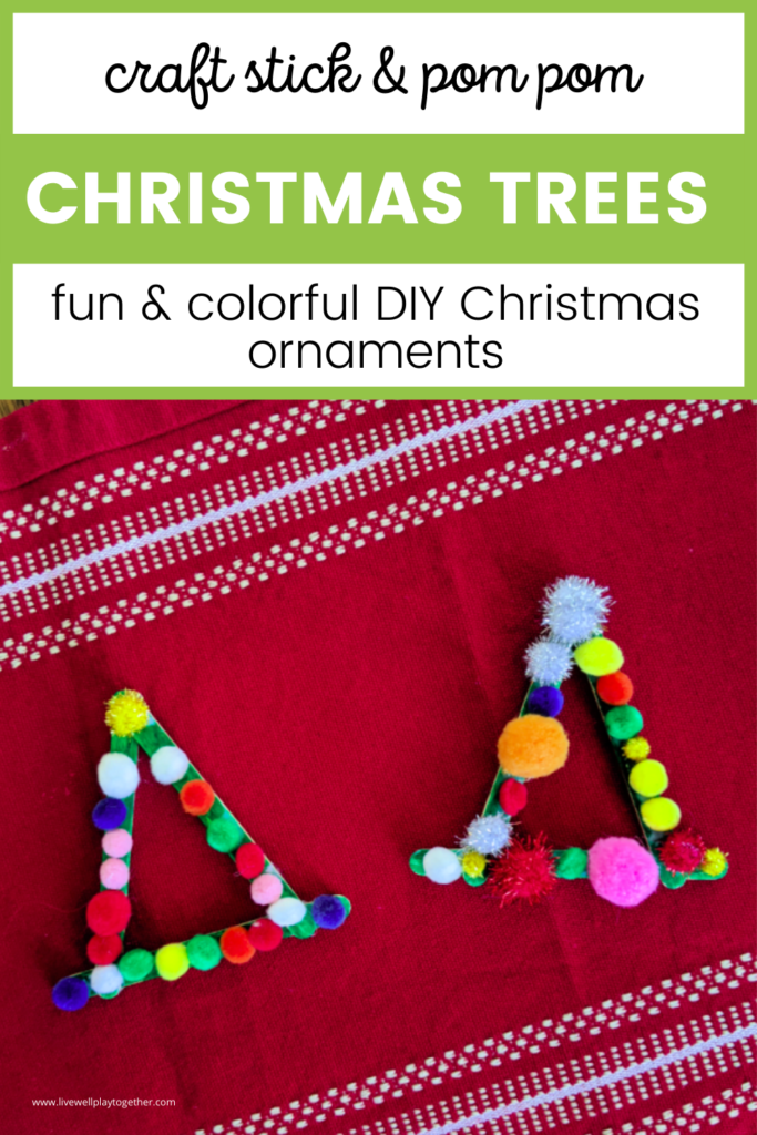 Looking fo an easy Christmas craft to do with your kids this year?  This pom pom and craft stick Christmas tree is a fun DIY ornament that kids will love!