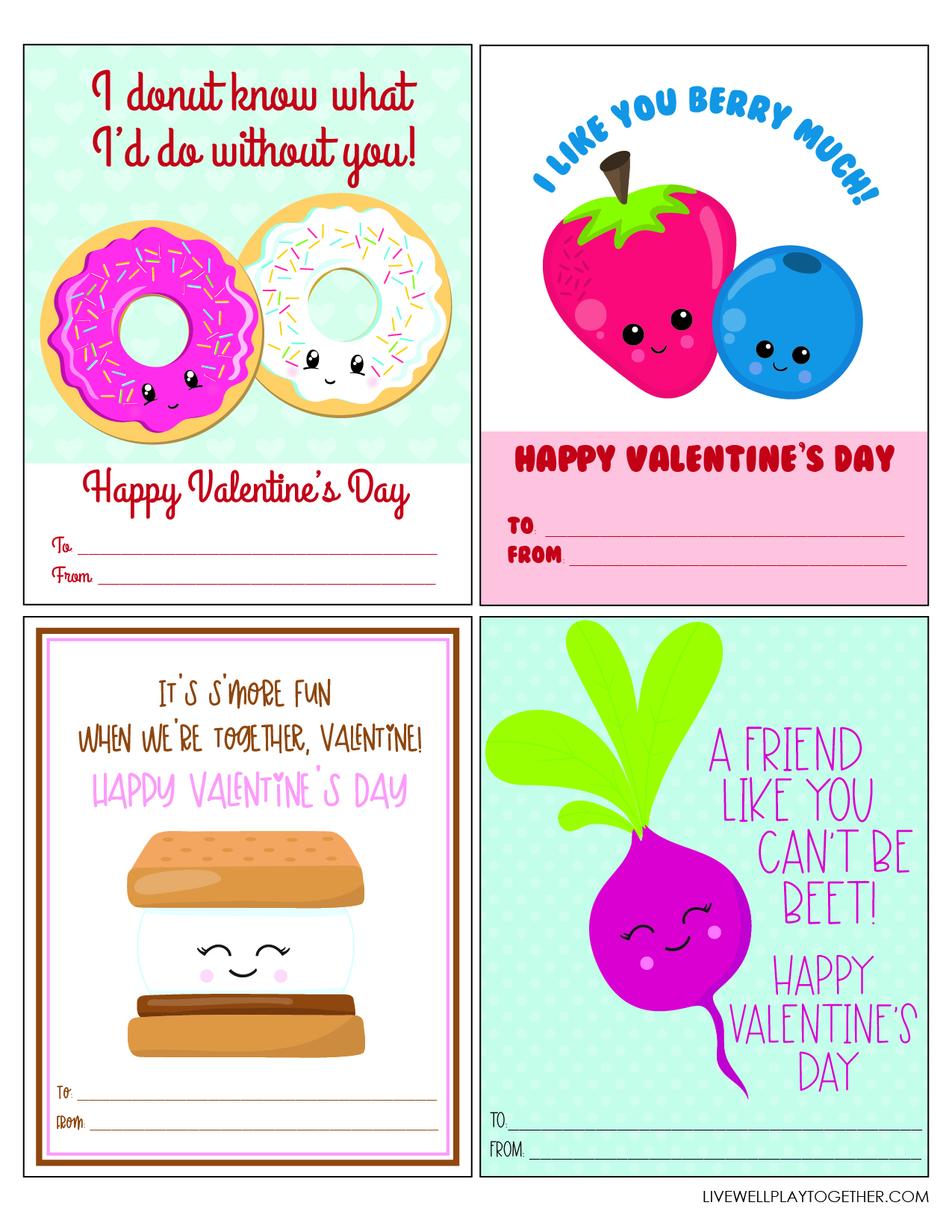 Funny Food Pun Valentine's Day Cards + Free Printable Live Well Play