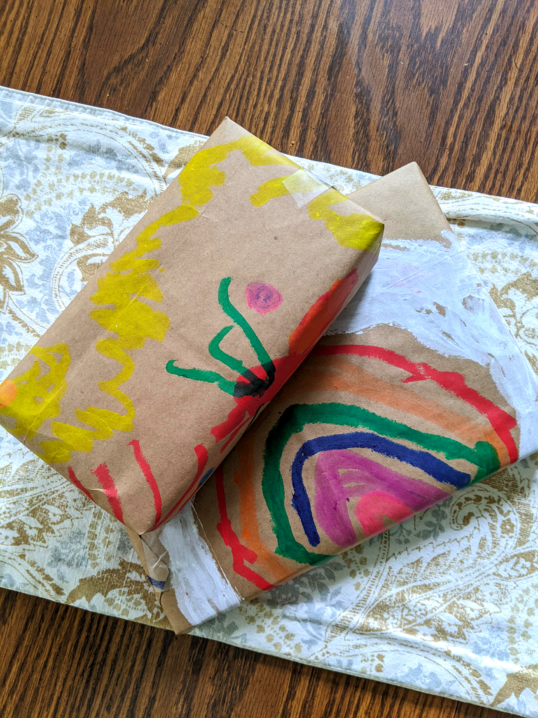 gifts wrapped with paper bag DIY wrapping paper
