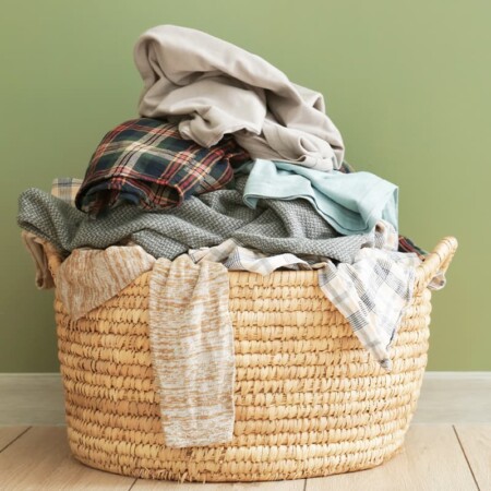 Basket full of laundry.